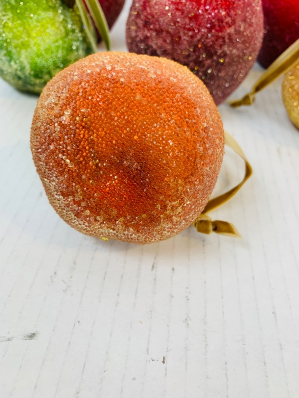 Frosted Sugared Icy Fruit Hanging Ornaments 9PC Set Apples Pears Life Size Decor - Picture 9 of 15